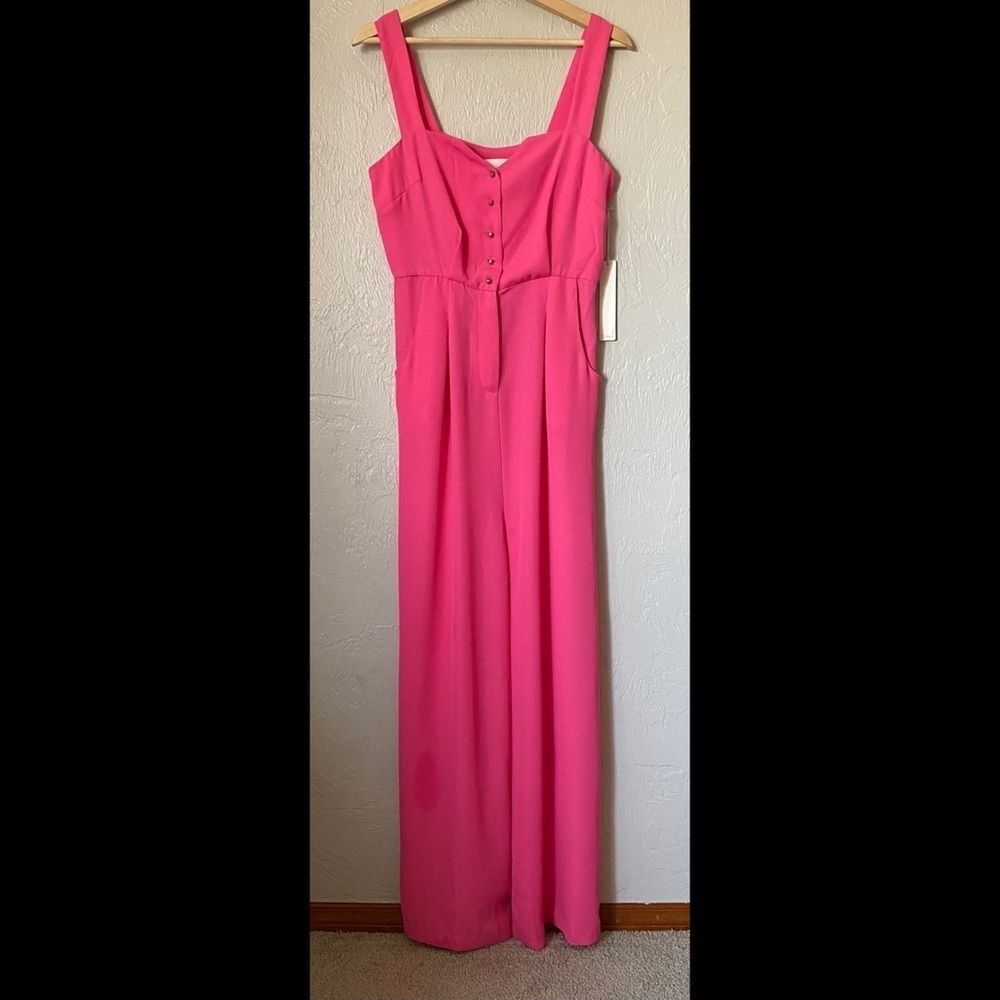 Line & Dot pink sweetheart wide leg jumpsuit
